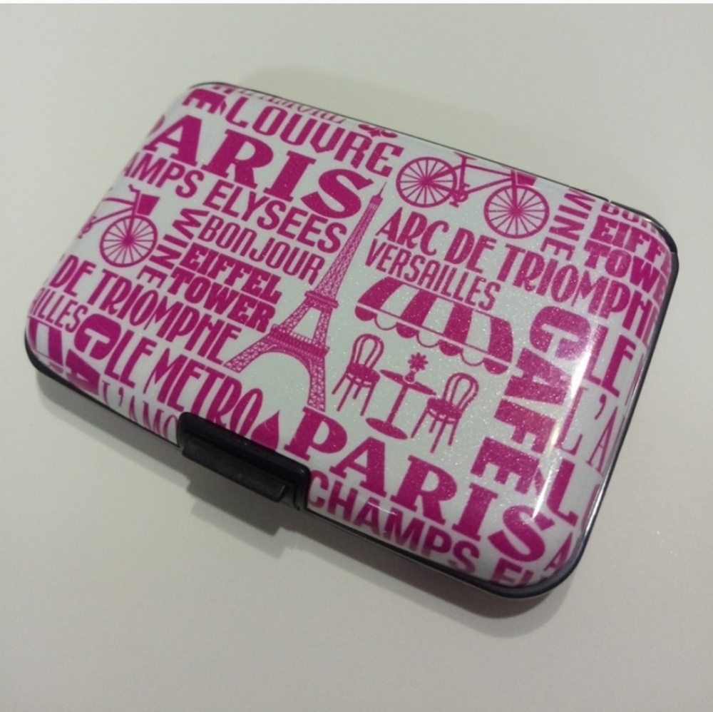 Paris Themed Pink and White Card Holder